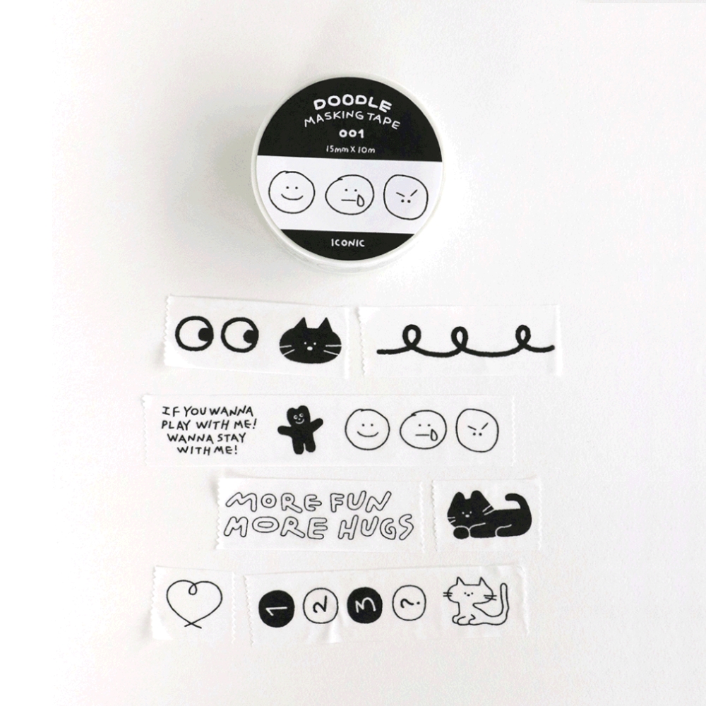아이코닉 두들 마스킹 테이프 (다이어리 마테 다꾸 스티커 폴꾸 데코 스꾸 귀여운) 123 제품 이미지