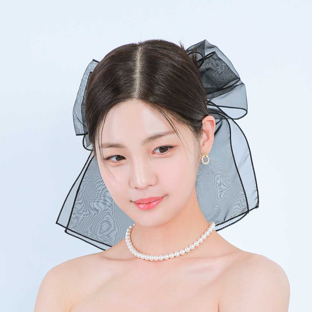 [릴리드레스] 뮤리엘 더블리본 헤어핀 셀프웨딩 리본 헤어장식 - 상품 이미지