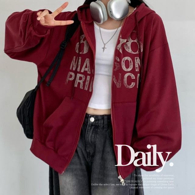 스트릿 투웨이 영어자수 세미크롭 후드집업 - 상세 이미지 2