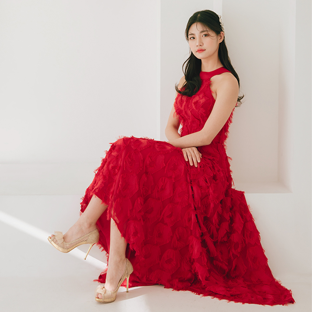 루비 유색 이브닝드레스 레드 시상식드레스 연주회 연주드레스 연주복 - 상세 이미지 5