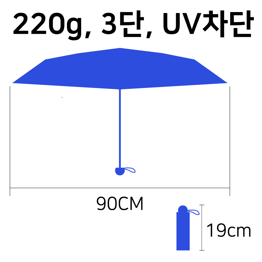 3단 초경량 18cm 미니 우산 겸 양산 (220g) UV차단 - 상세 이미지 3