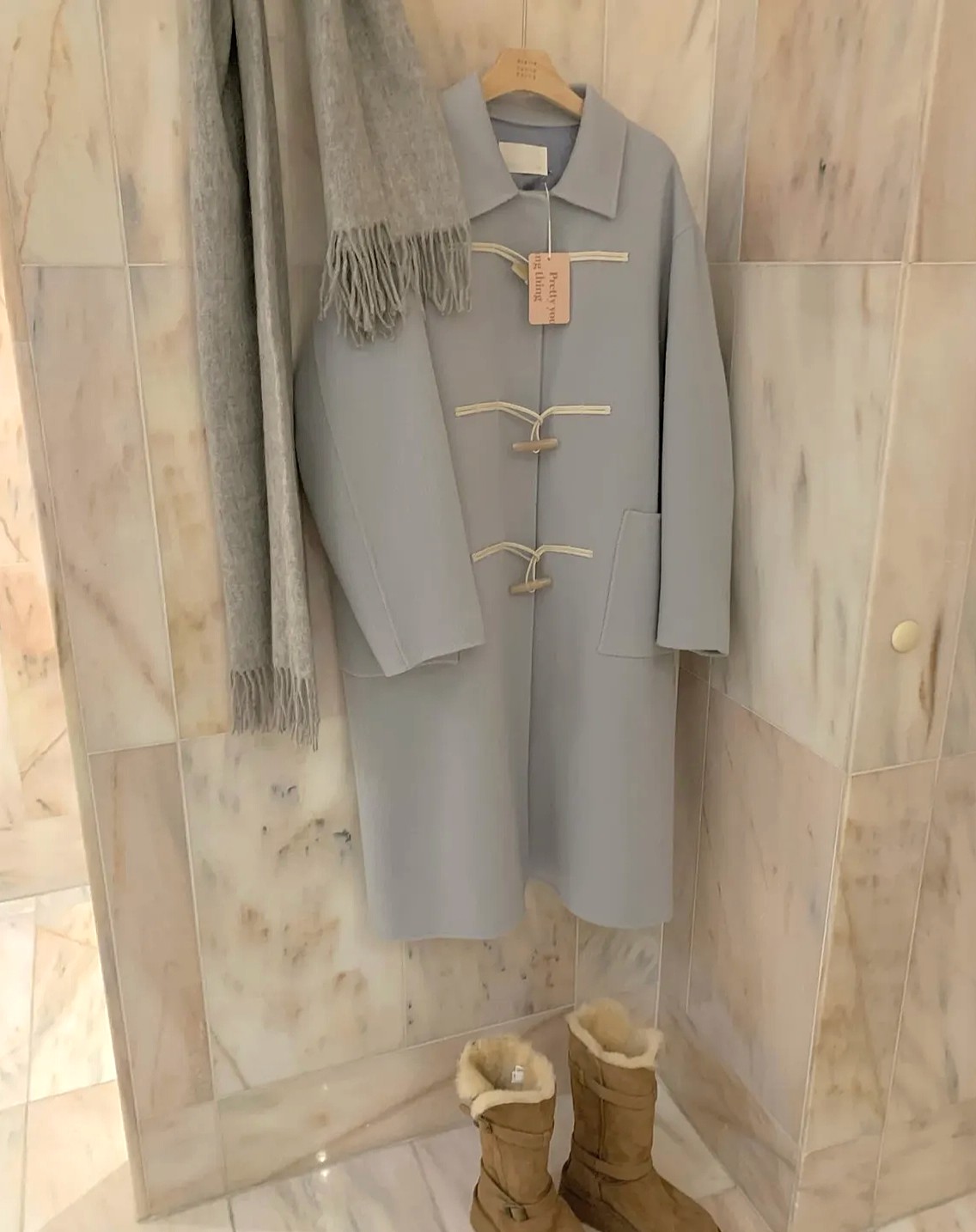 24FW 프리티영띵 카라 토글 롱 핸드메이드 코트 상세 이미지 5