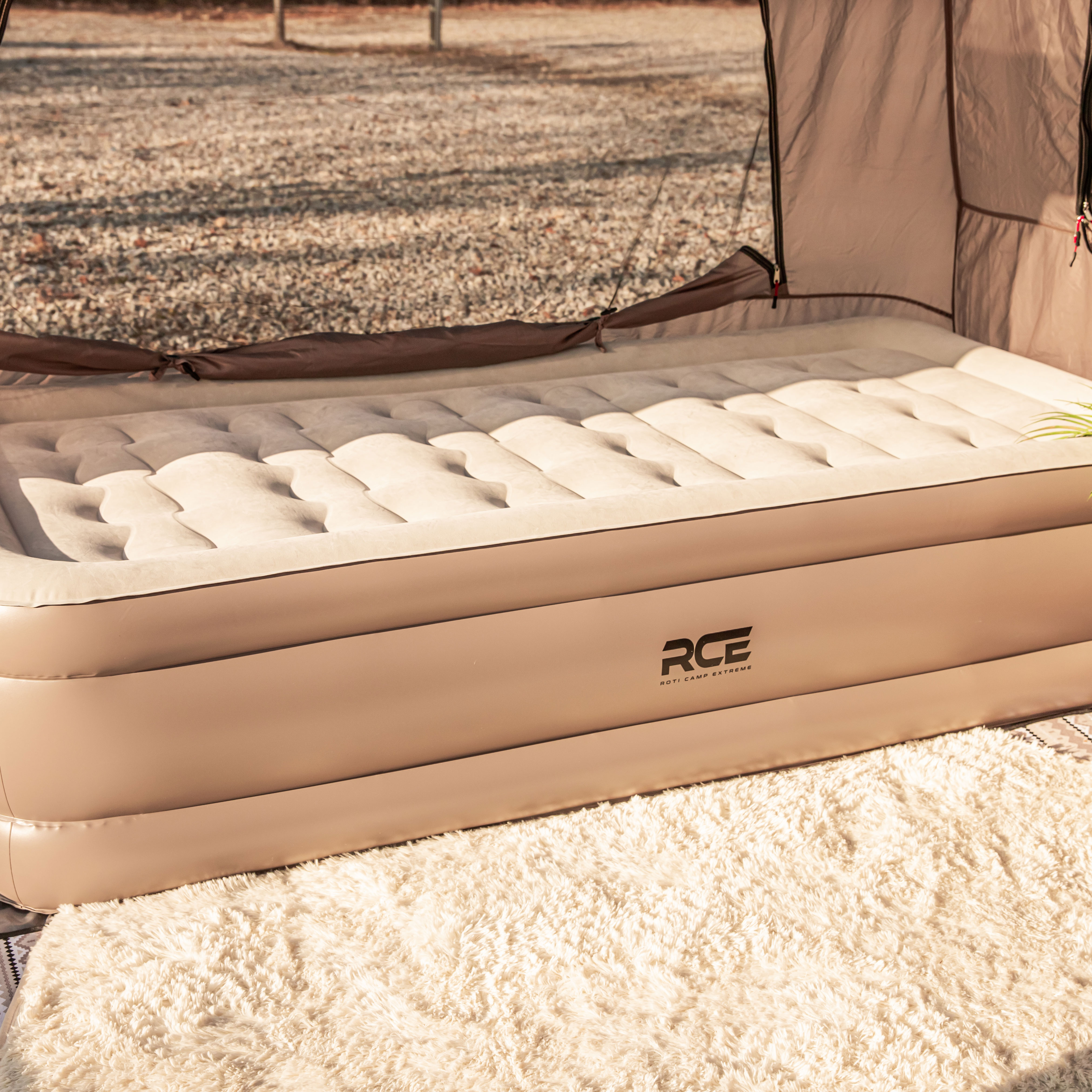 로티캠프 에어 매트 자충 캠핑 침대 매트리스 텐트 휴대용 46cm 싱글, 탄