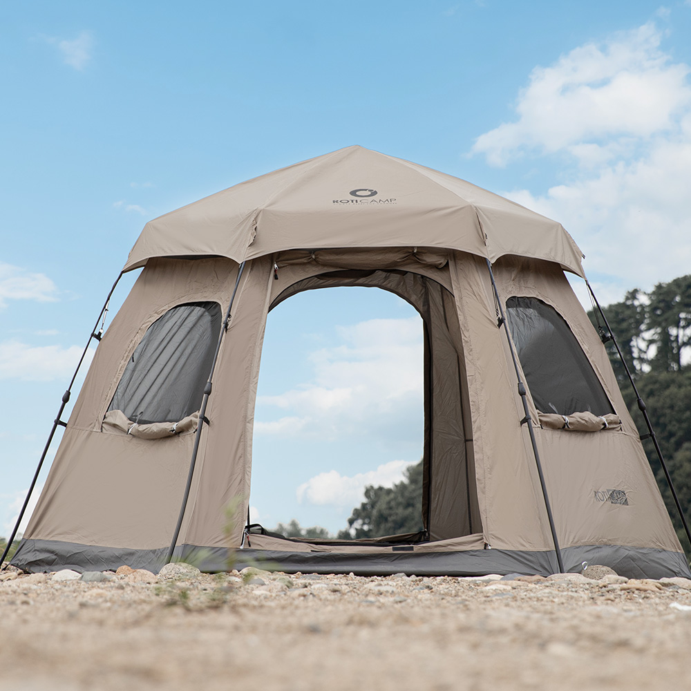 로티캠프 원터치 텐트 돔 그늘막 캠핑 대형 감성 비치 나들이 HB6-C2