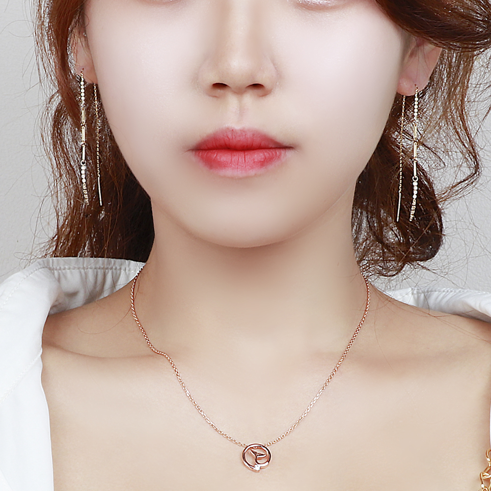 14K 드롭 롱 딸랑이 스틱 귀걸이 체인 관통형 두줄 실 금침 이미지 8