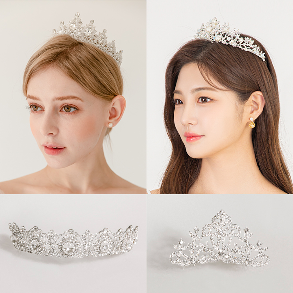화이트퀸 티아라 웨딩티아라 공주왕관 머리띠 - 상품 이미지
