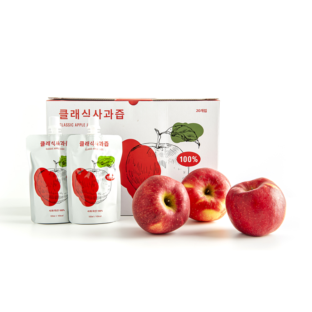 (클래식농원)농부가 직접 만든 NFC 사과즙 100ml 40팩 괴산 사과원액