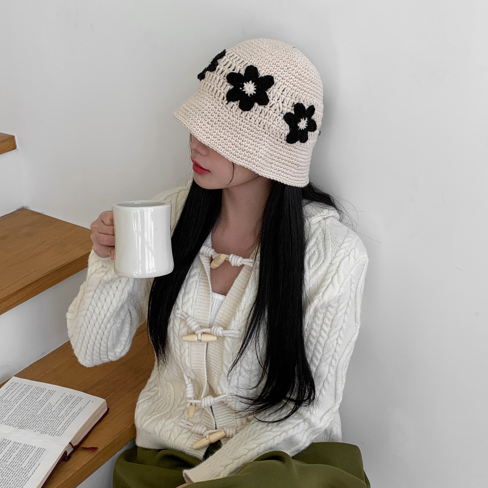 [생얼필수템] 리코 꽃 플라워 니트 뜨개 가을 겨울 벙거지 모자 상세 이미지 13