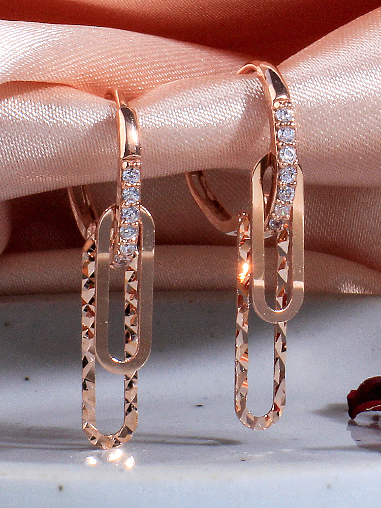 클래시 컷팅 라운드 더블 클립 롱 드롭 링 원터치 귀걸이 매장 데일리 여성 선물