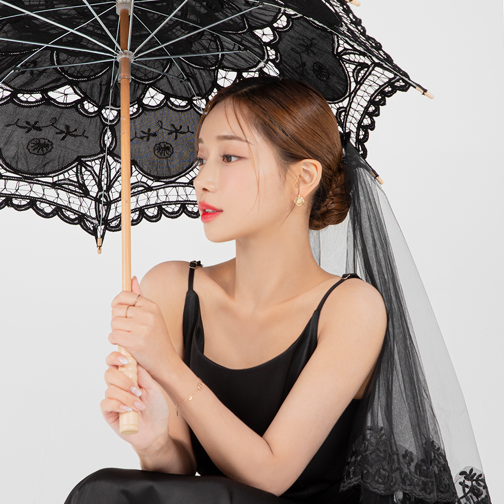 수제 레이스 양산 LPRE07 화이트 베이지 블랙 - 상세 이미지 2