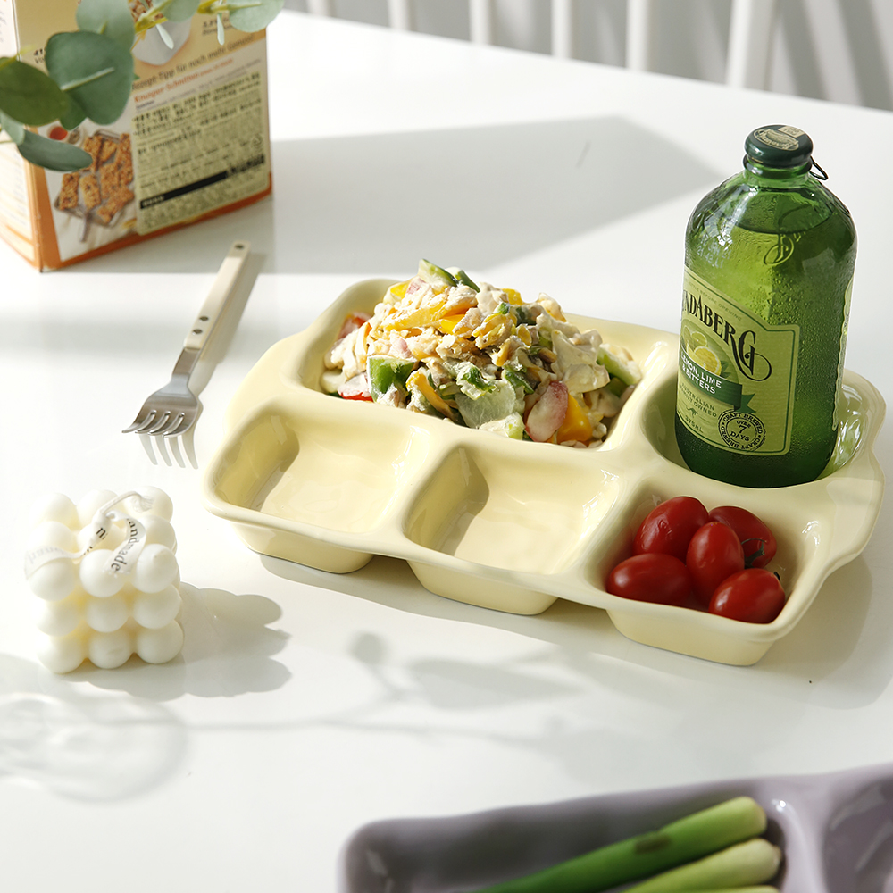 파스텔 세라믹 컬러 다이어트 도자기 식판 성인 어른 나눔 브런치 세라믹 가정용 식판 5칸