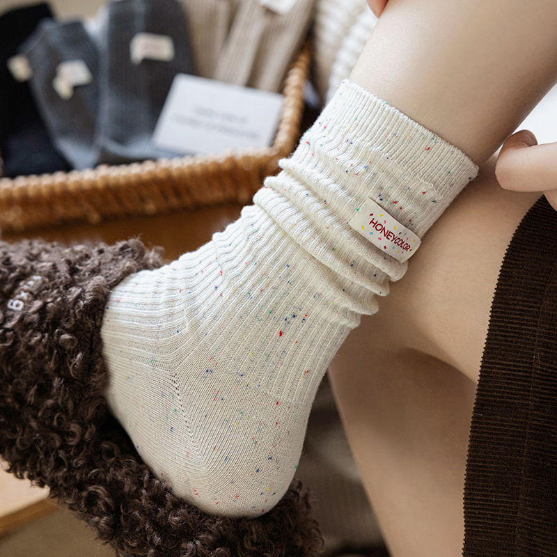 허니컬러 라벨 레터링 무압박 골지 보카시 양말 삭스