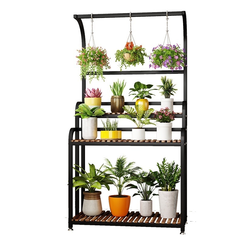 화분받침대 진열대 행잉 스탠드 사각 단단한 베란다 3단 60X40X180 흰색 통나무(엽록소) - 상품 이미지