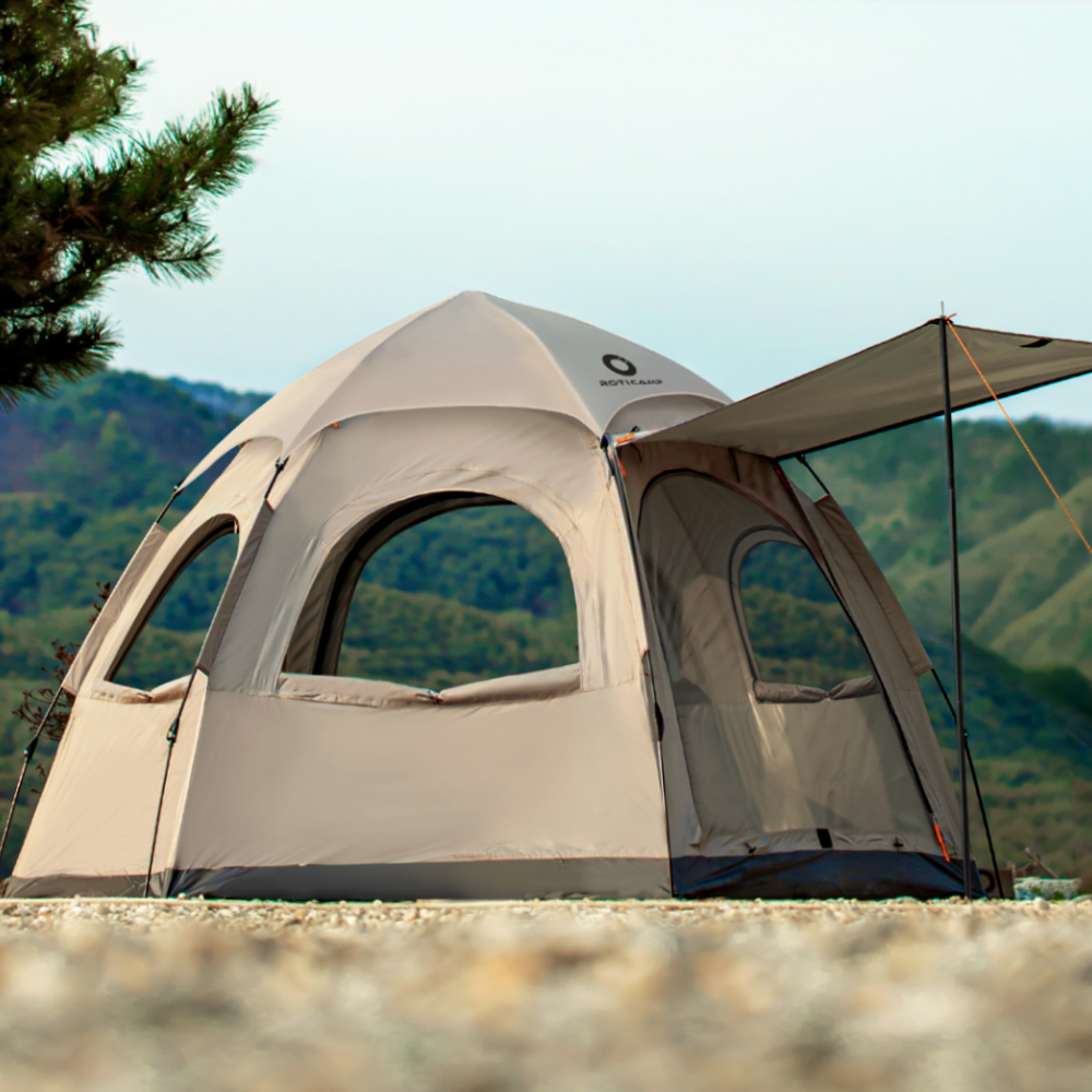 로티캠프 원터치 텐트 돔 그늘막 캠핑 감성 비치 나들이 HEX5-4