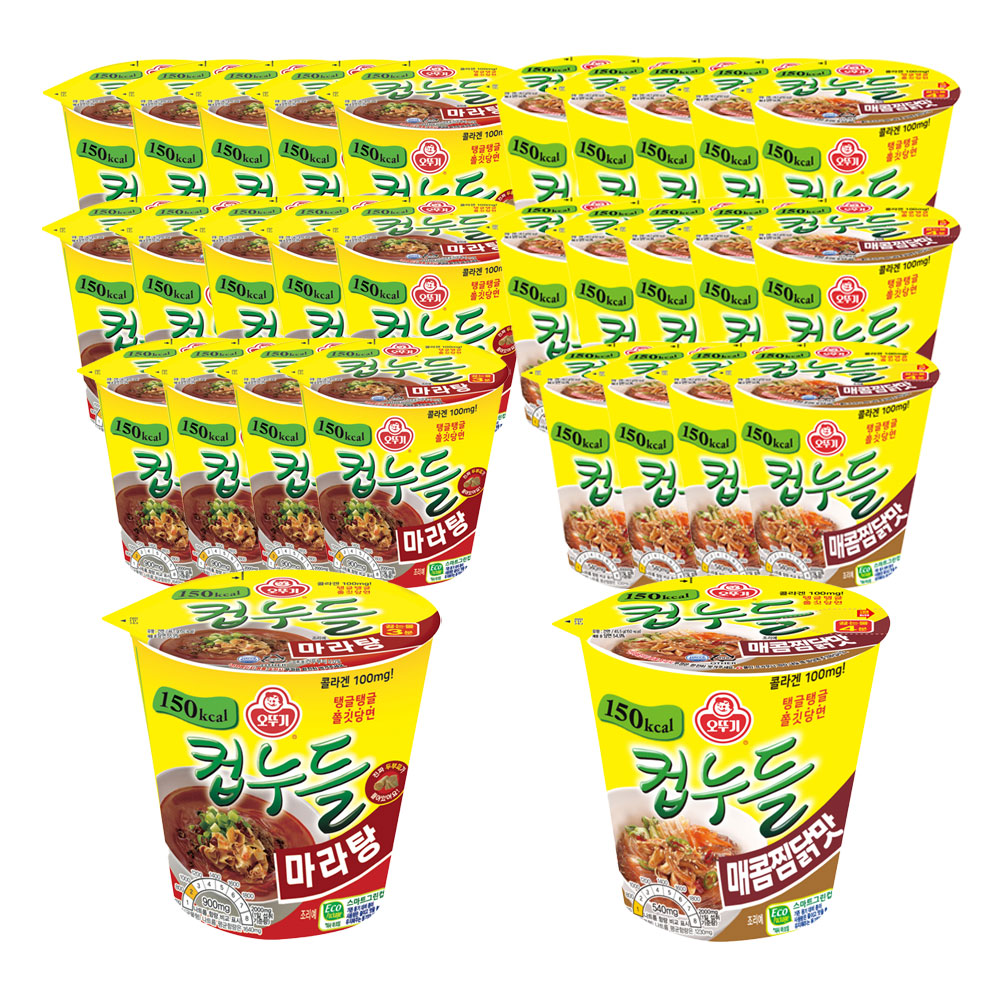 오뚜기 컵누들 마라탕 44.7g 15개+매콤찜닭맛 45.5g 15개 - 메인 이미지