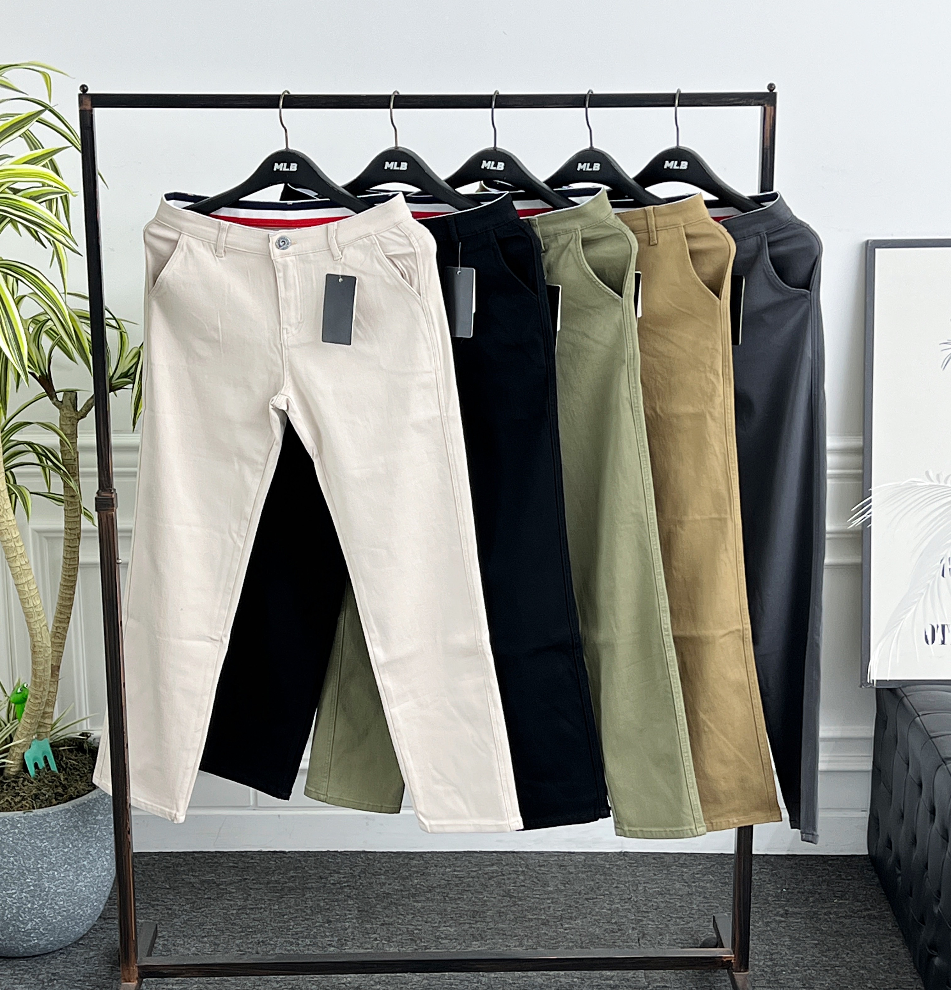 남성 면바지 시크릿 삼선 속밴딩 왕스판 코튼 팬츠