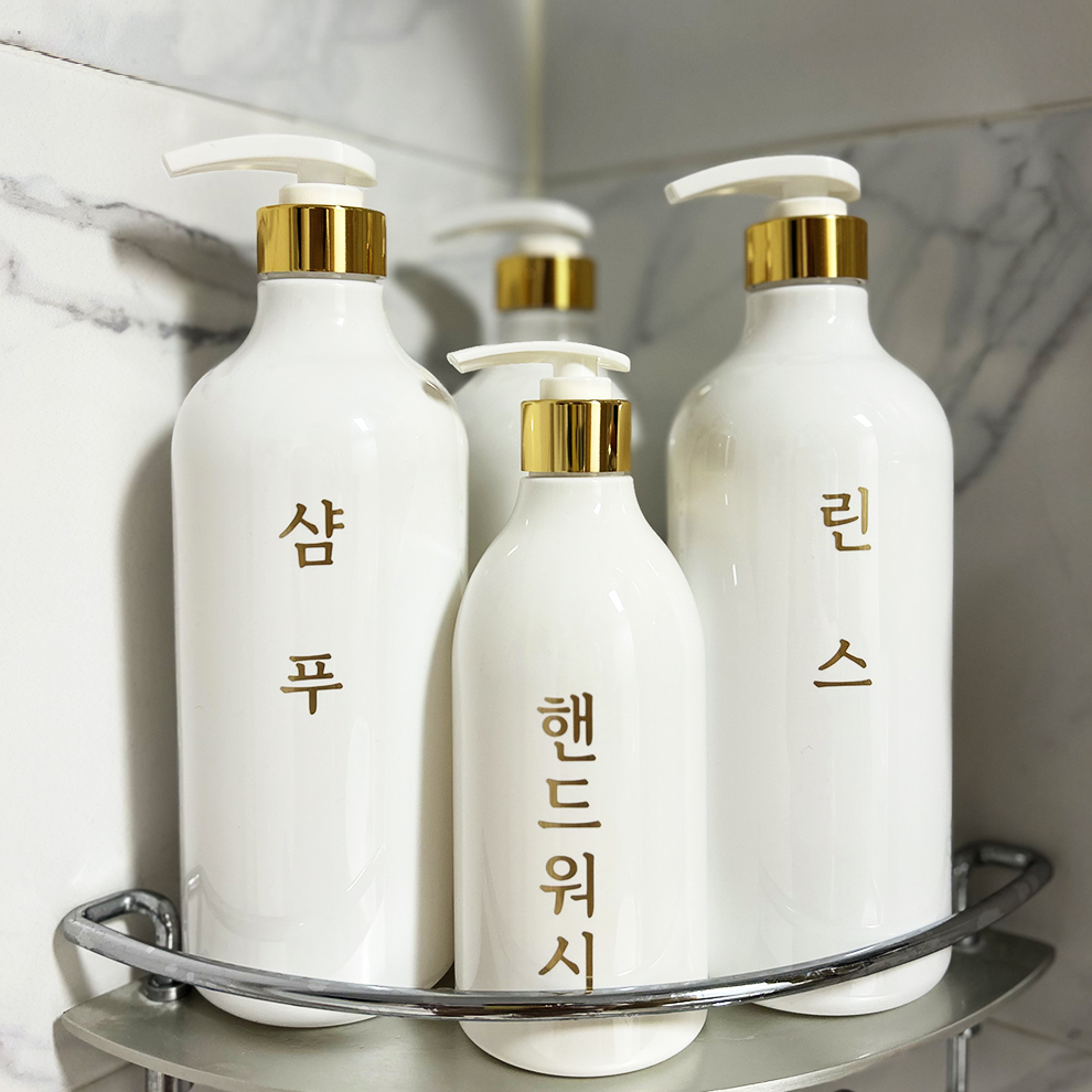 욕실디스펜서 샴푸통 바디샤워통 린스통 화이트 골드 500ml 1000ml 이미지 6