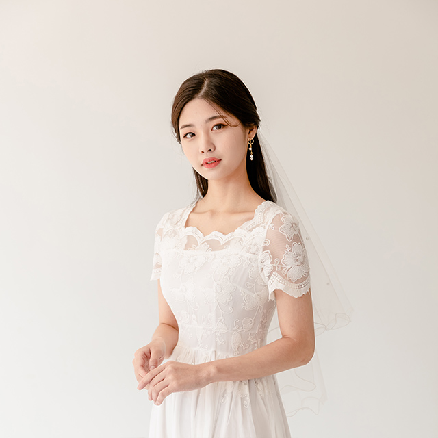 [릴리드레스] 진주리본 숏베일 면사포 셀프웨딩베일 촬영소품 이미지 6