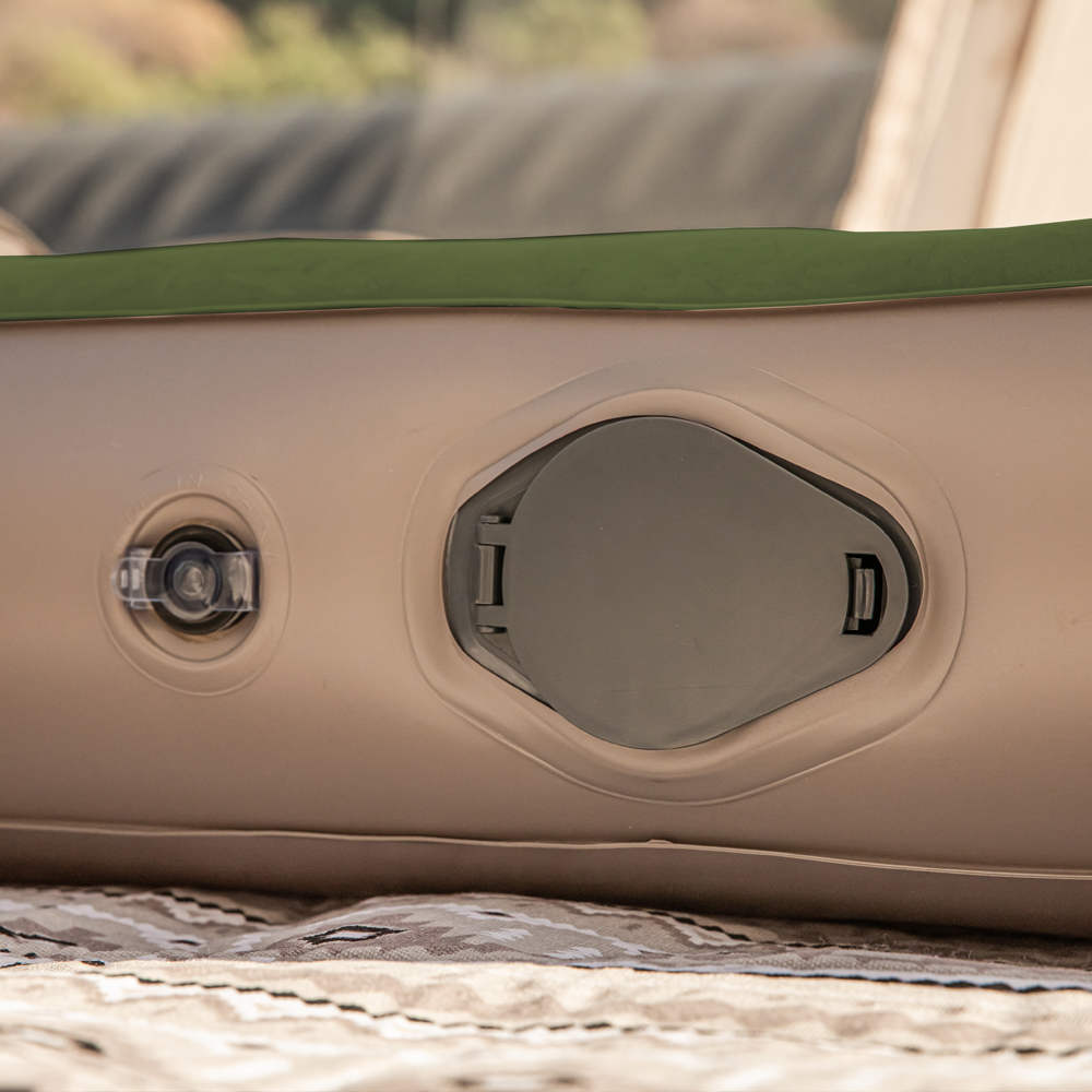 로티캠프 에어 매트 자충 캠핑 침대 매트리스 텐트 휴대용 46cm 퀸, 카키