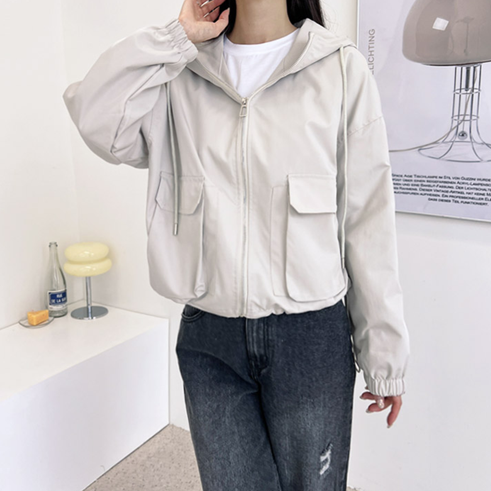 여성봄바람막이 가을 간절기 후드 여성 집업 점퍼 잠바 - 상세 이미지 4