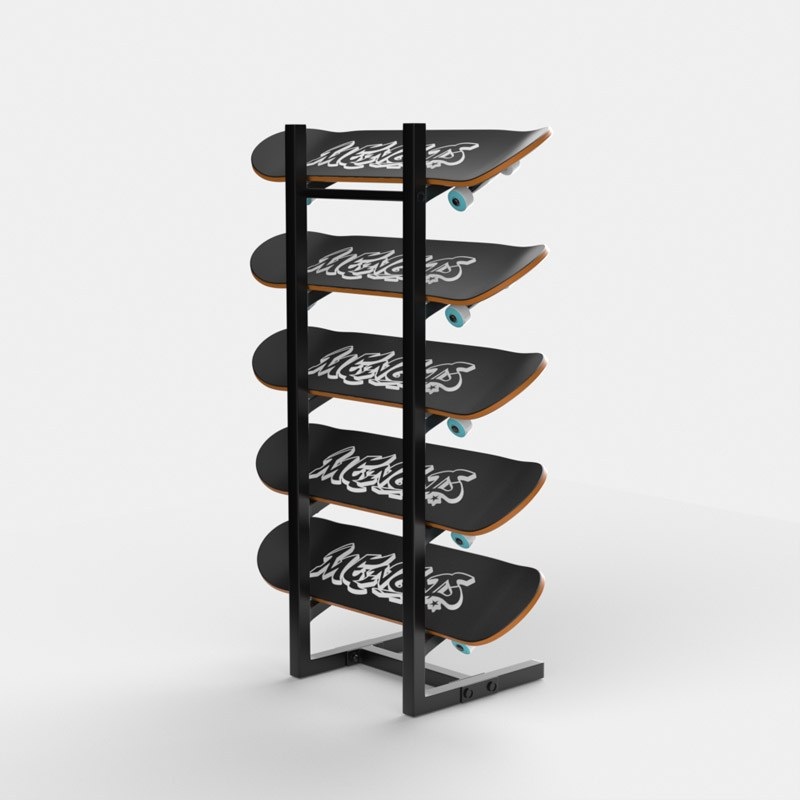 스케이트보드 거치대 이동식 매장 진열장 철제 5단 가게 블랙스탠딩4(25x25x68CM) - 상세 이미지 2