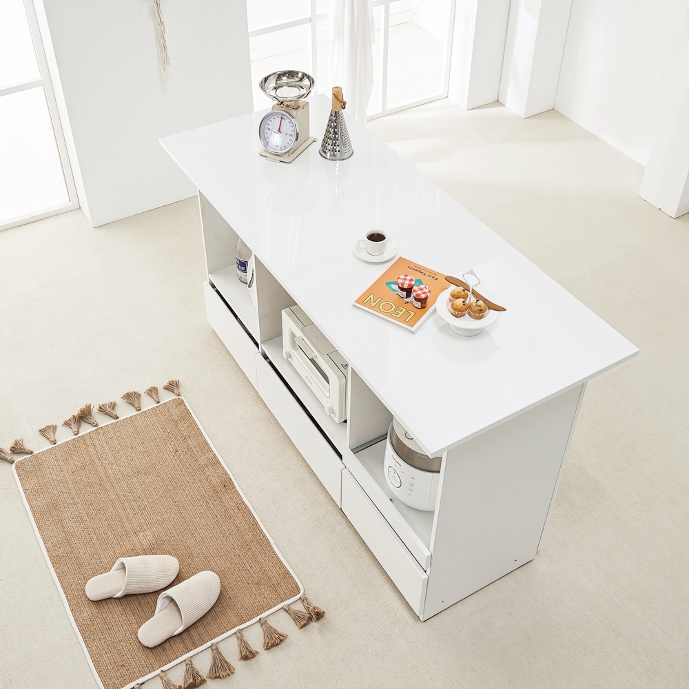 엘리사B 주방아일랜드장 수납장 홈바테이블 보조조리대 수납식탁