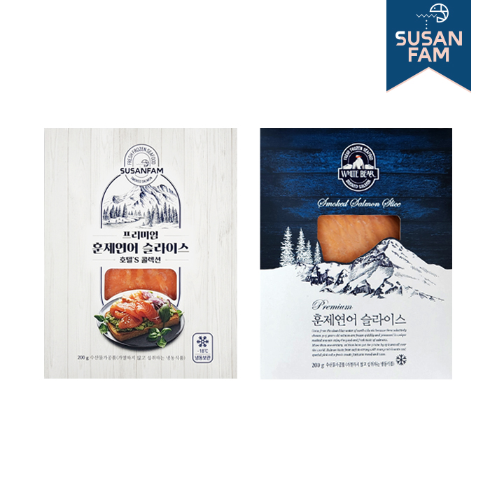 화이트베어 훈제연어(건염) 200g 연어슬라이스 연어회 칠레 노르웨이 - 상품 이미지