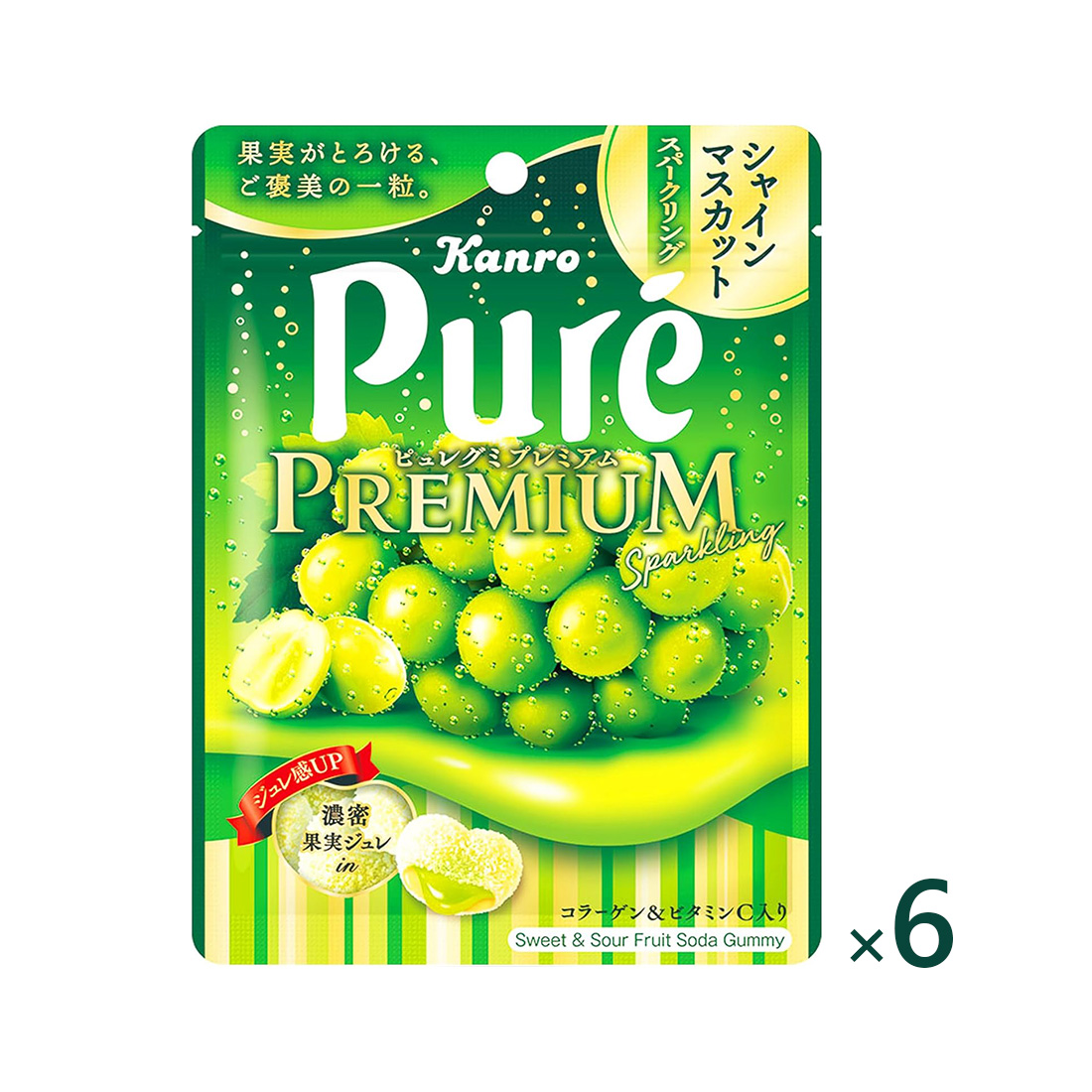 칸로 퓨어 프리미엄 과일 젤리 구미 스파클링 샤인 머스캣맛 54g 6개세트 일본 젤리 퓨레구미