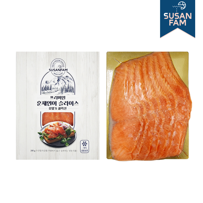 화이트베어 훈제연어(건염) 200g 연어슬라이스 연어회 칠레 노르웨이