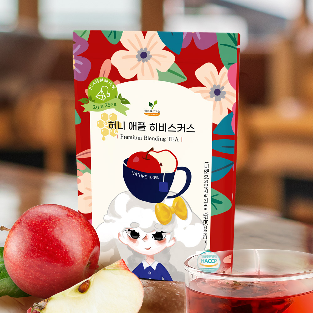 해피테라스 허니 애플 히비스커스 과일 허브티 블렌딩차 삼각티백