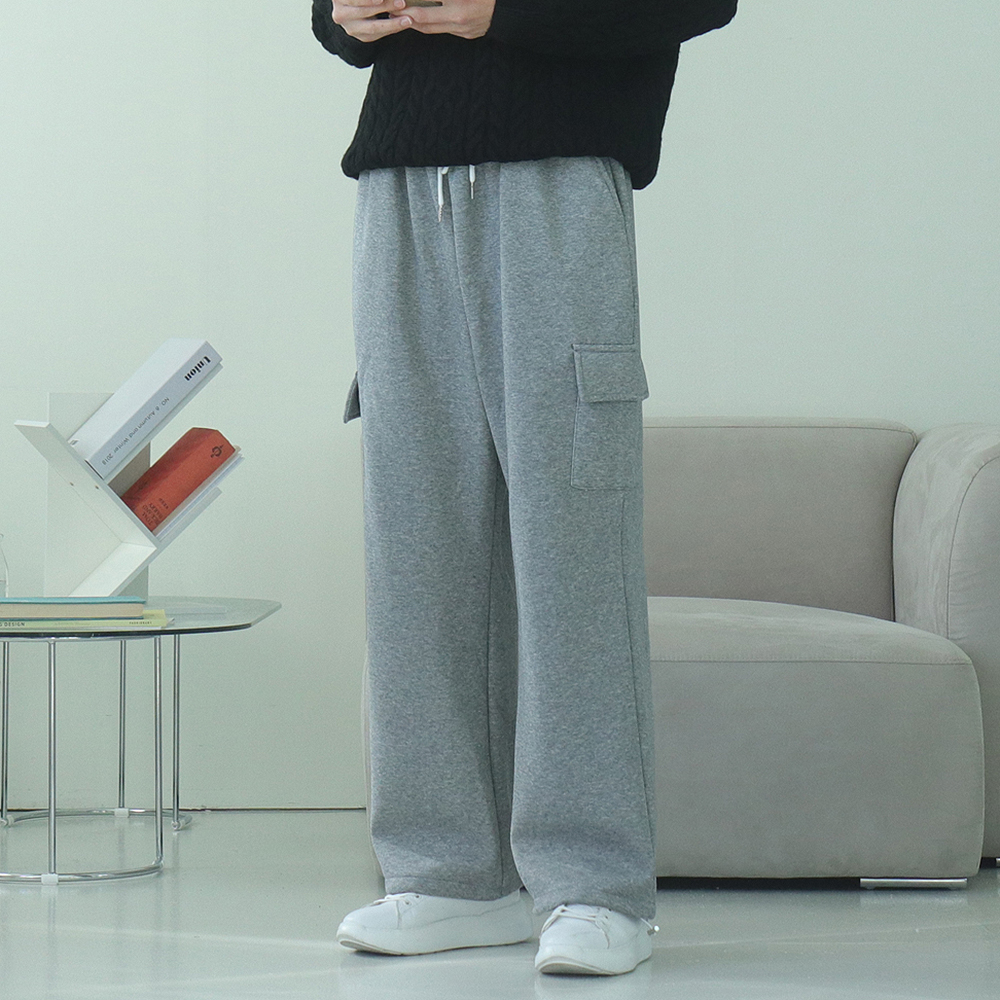 남자기모바지 커플 남자겨울바지 카고 밴딩 남성 와이드 팬츠 - 상세 이미지 4