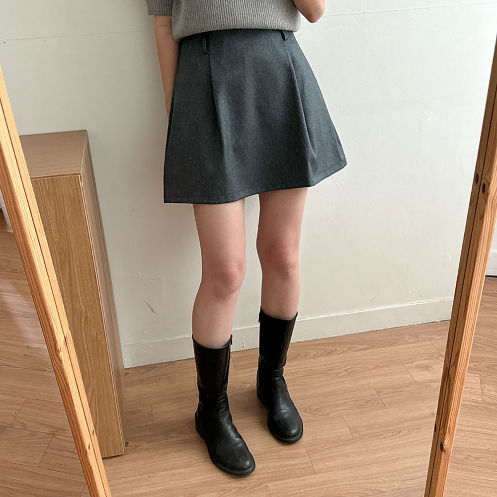볼륨 핀턱 A라인 벌룬 미니 스커트 이미지 6