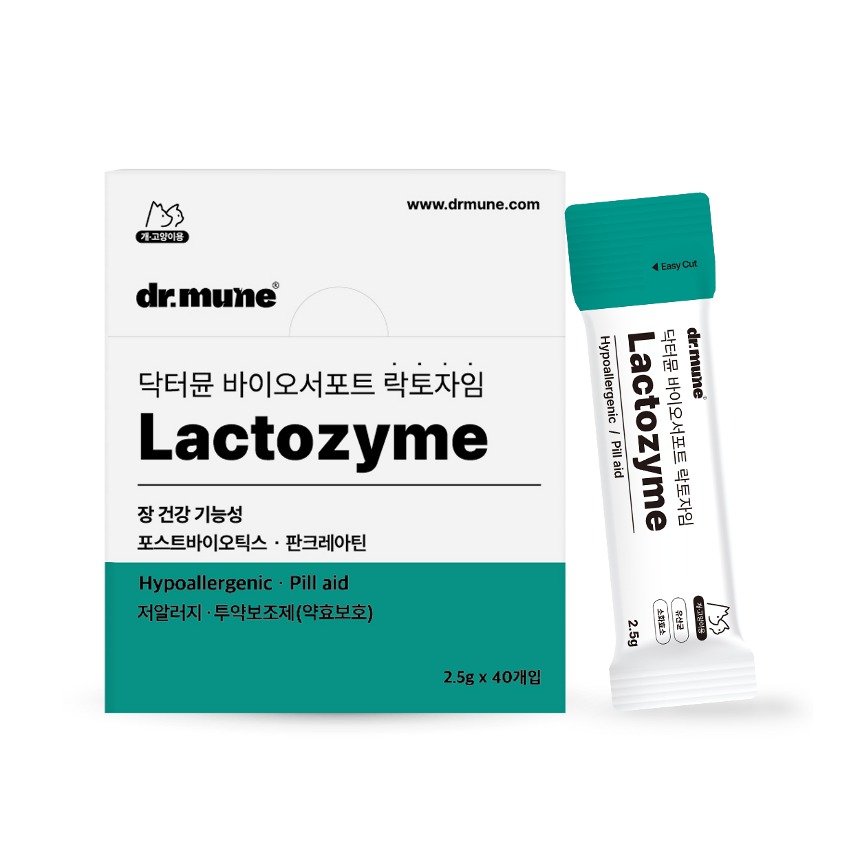 닥터뮨 바이오서포트 락토자임 강아지 고양이 유산균 장 건강 영양제 약효보호제 배변활동 면역력 투약보조제 가수분해오리