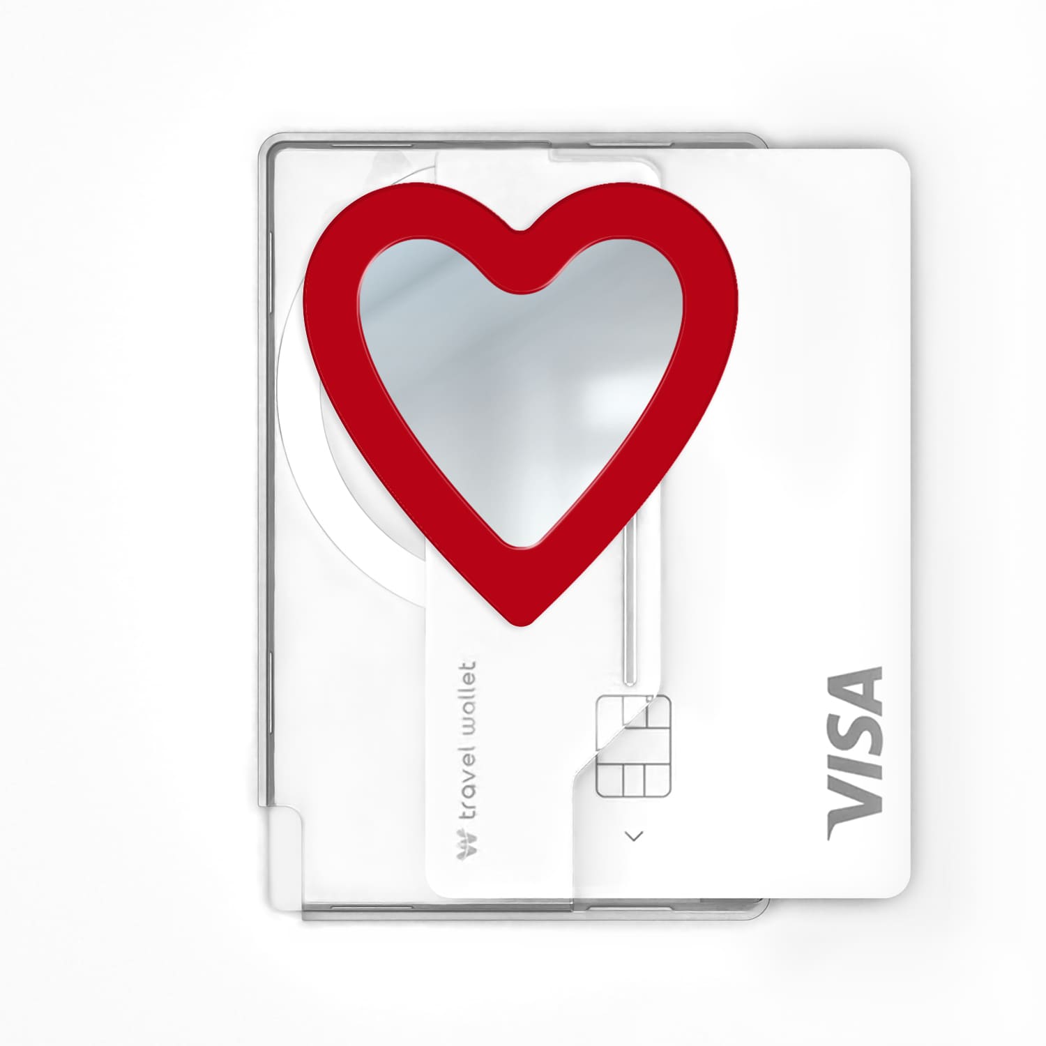 168cm 맥세이프 카드지갑 그립톡 올인포켓 미러 하트 레드