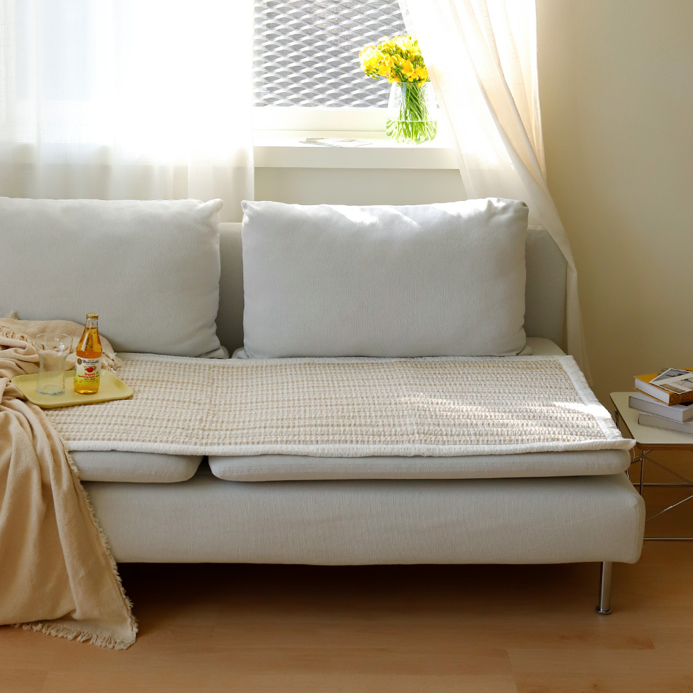 크림체크 시어서커 소파패드 3인/4인 2color