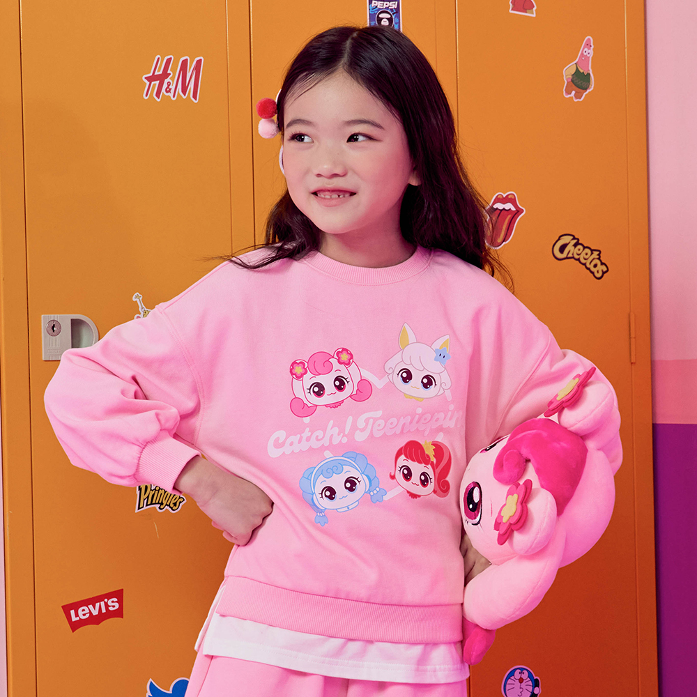 캐치티니핑 로얄핑 오버핏 이지웨어 레이어드 여아 맨투맨 티셔츠 - 상품 이미지