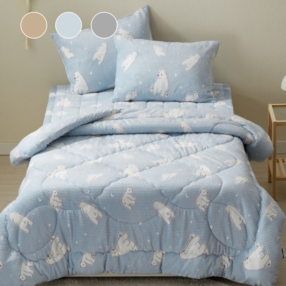 겨울 차렵 극세사이불 어린이 키즈 밍크 착번 북극곰 슈퍼싱글 이불 SS