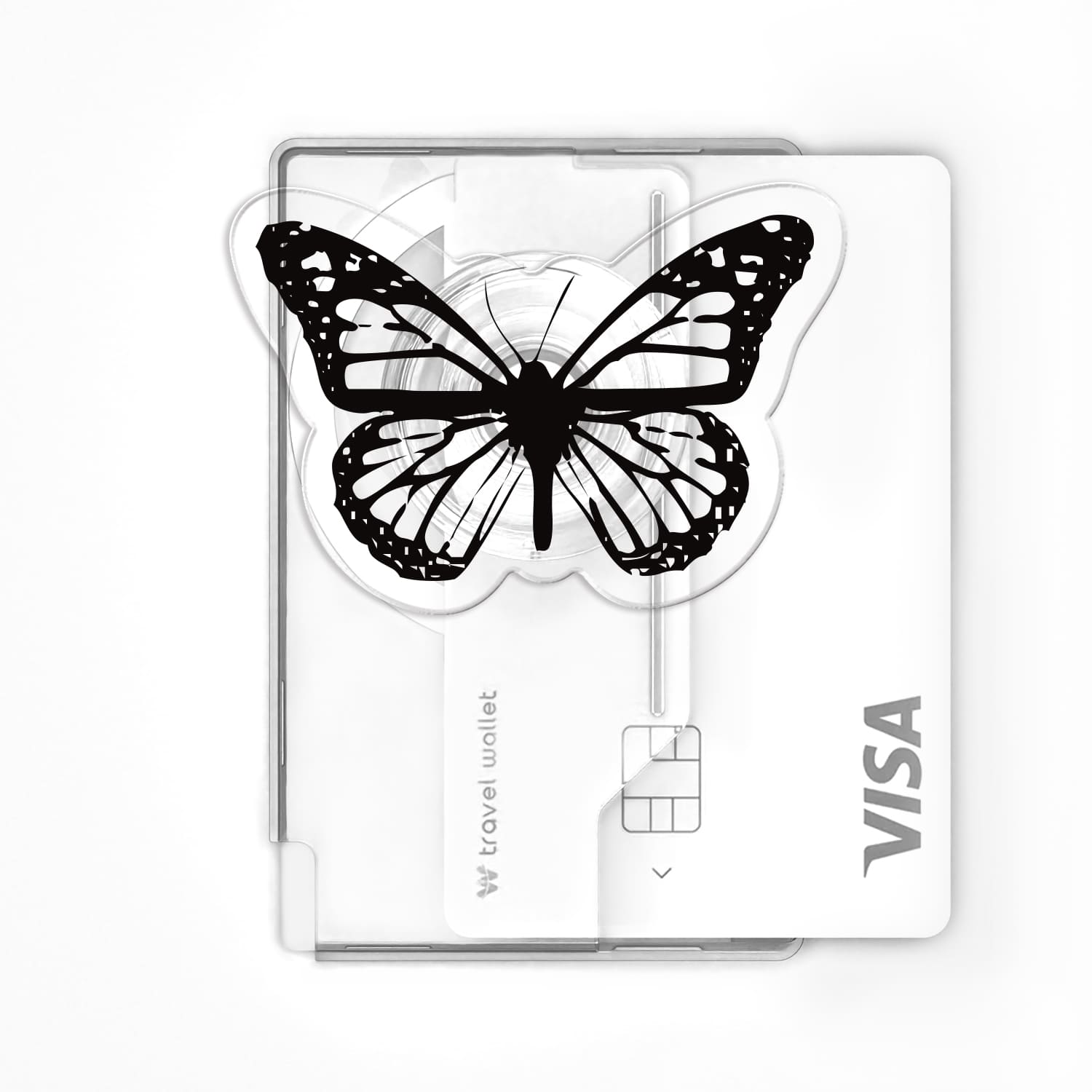 168cm 맥세이프 카드지갑 그립톡 올인포켓 블랙 나비