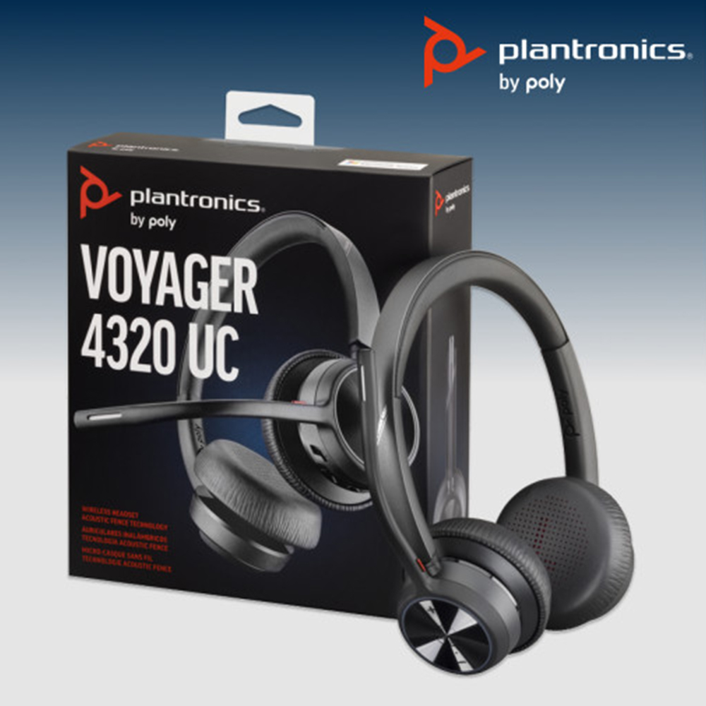 Poly 보이저 4320 4300 UC 무선 헤드셋 노이즈캔슬링 업무용 블루투스 헤드폰 - 상품 이미지