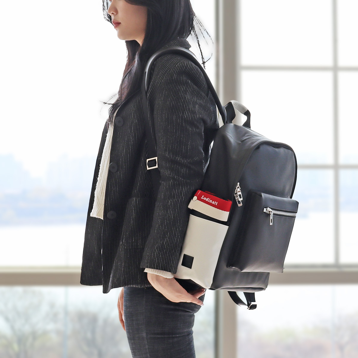 로디나트 파우치 백팩, 가벼운 데일리 20대 방수 백팩, 15인치 노트북