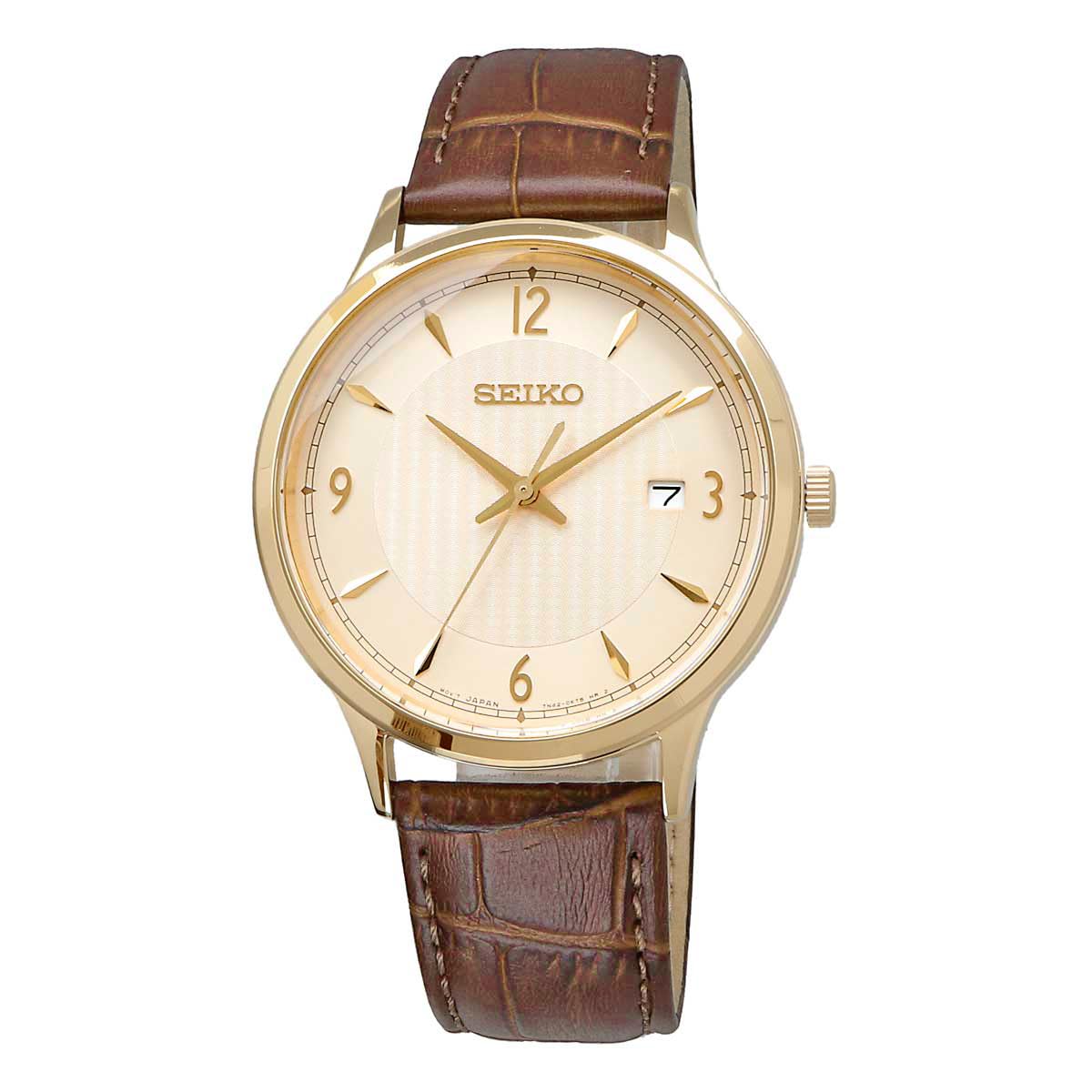 세이코 SEIKO 쿼츠 아날로그 남성용 손목 가죽밴드 시계 SGEH86P1 - 상품 이미지