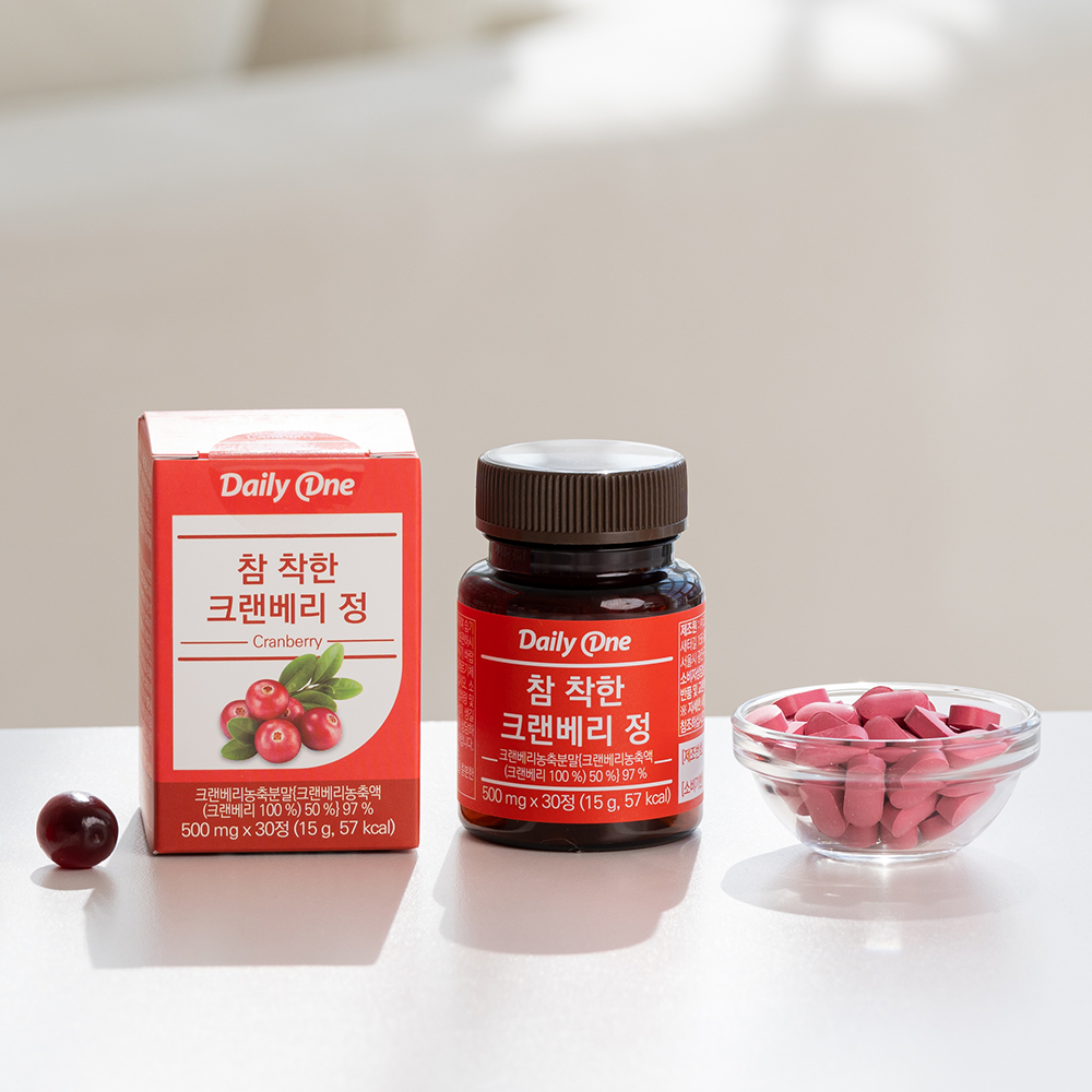데일리원 참 착한 크랜베리 정 여성 농축 분말 500mg X 30정 5통 - 상세 이미지 4