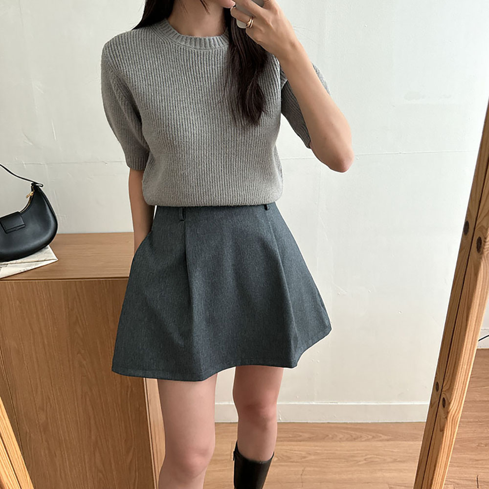 볼륨 핀턱 A라인 벌룬 미니 스커트 - 상세 이미지 5