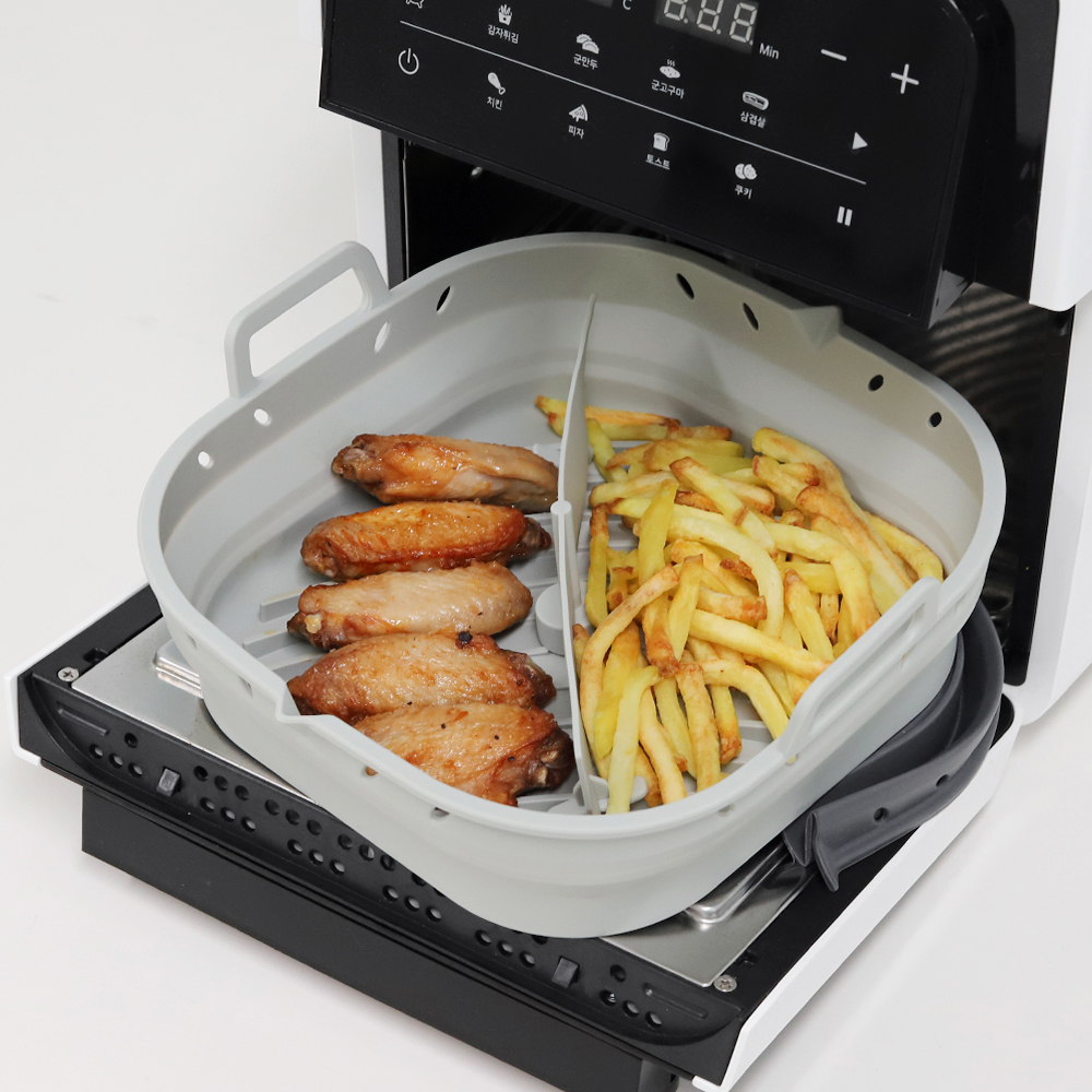 플래티넘 실리콘 에어프라이어 접이식 용기 (대형/19cm) /전자레인지 오븐 그릇