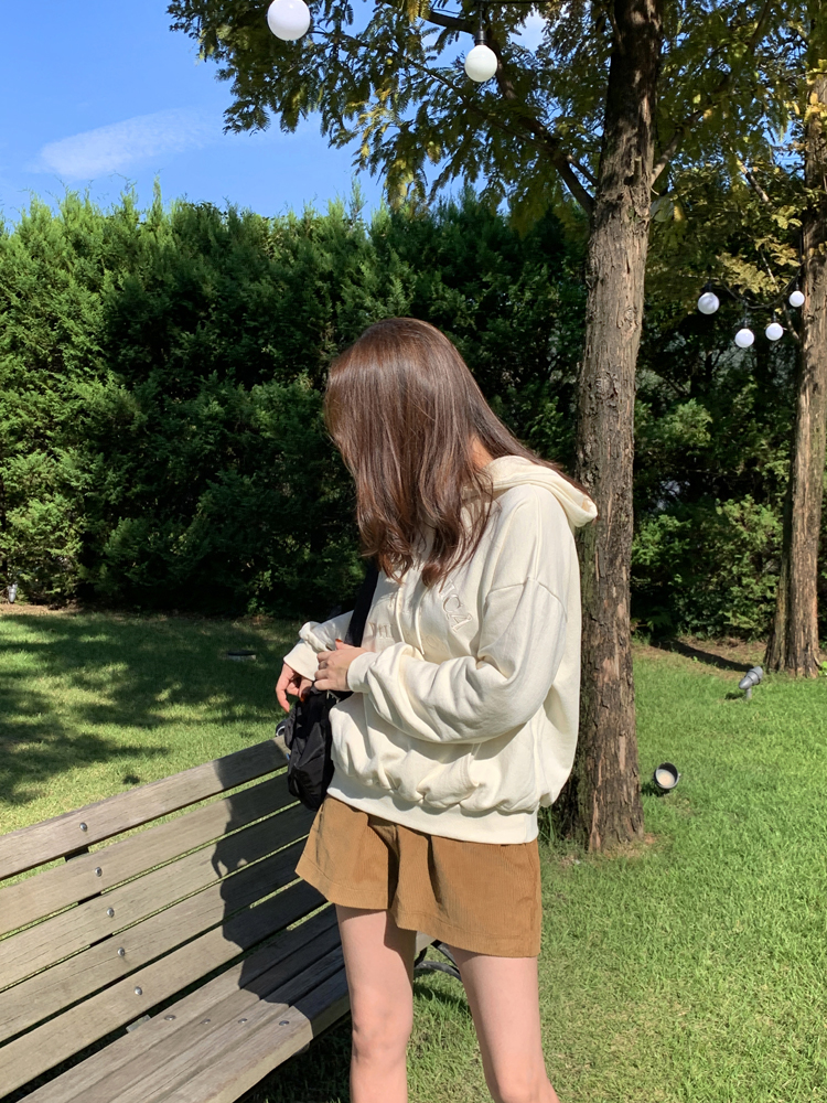 오버핏 산타 모니카 자수 레터링 티셔츠 여성 후드티 가을 티셔츠 여자 맨투맨 박스티 - 상세 이미지 3