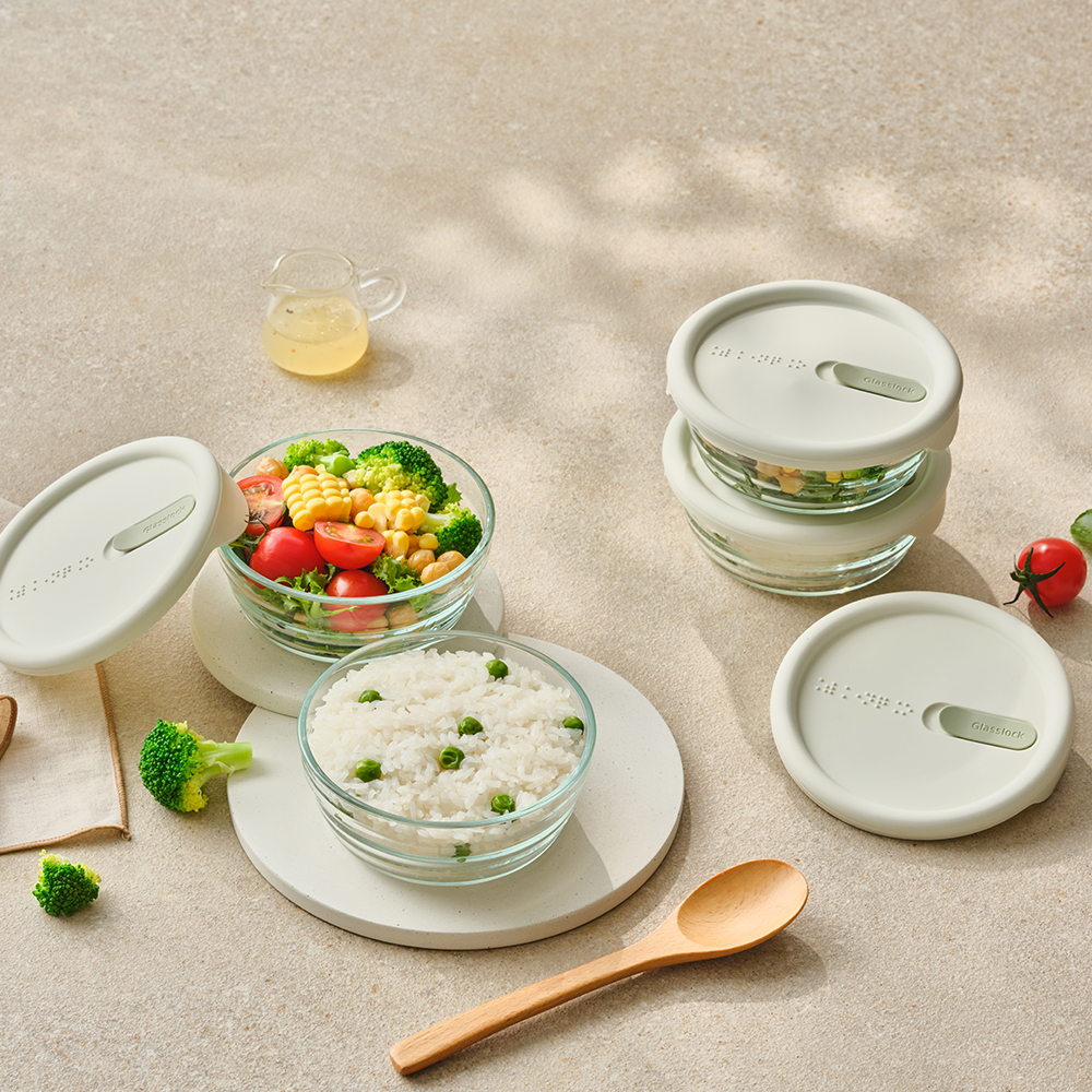 [글라스락 렌지쿡] 훈맹정음 햇밥용기 300ml 4조 제품 이미지