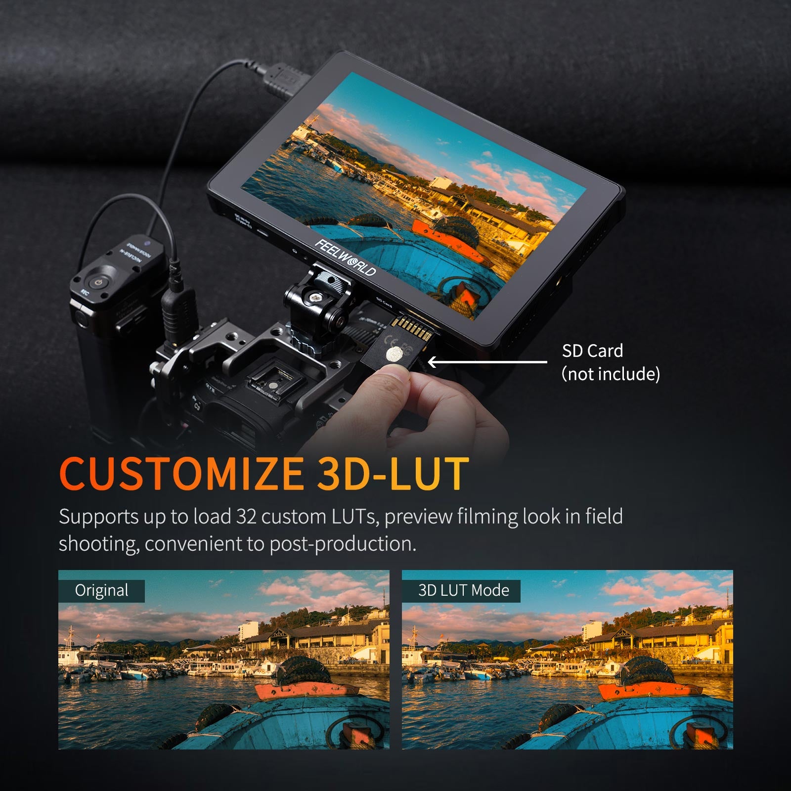 필월드 F7 플러스 4K 카메라 프리뷰 모니터 7인치 3D LUT 터치스크린 - 상세 이미지 5