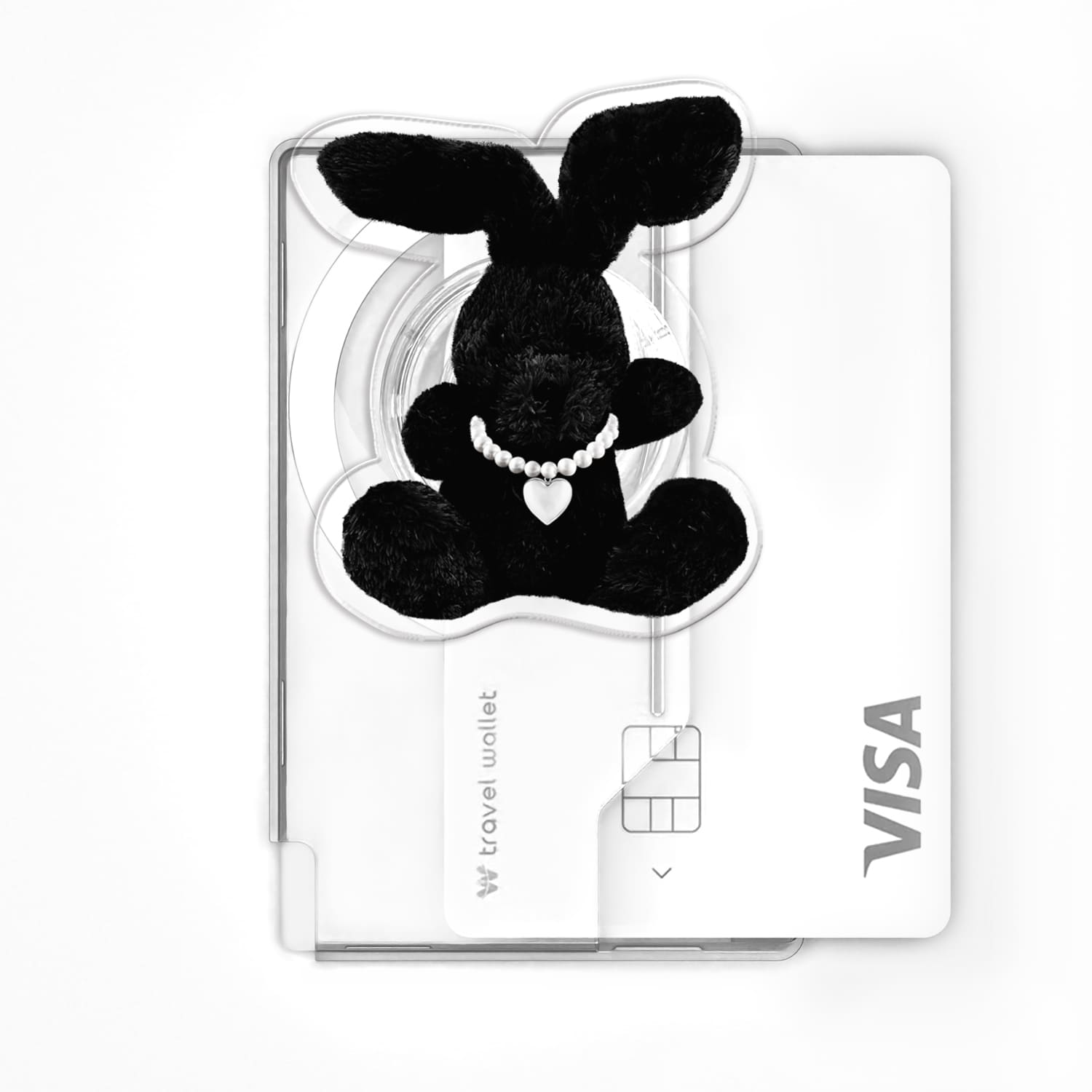 168cm 맥세이프 카드지갑 그립톡 올인포켓 블랙 래빗