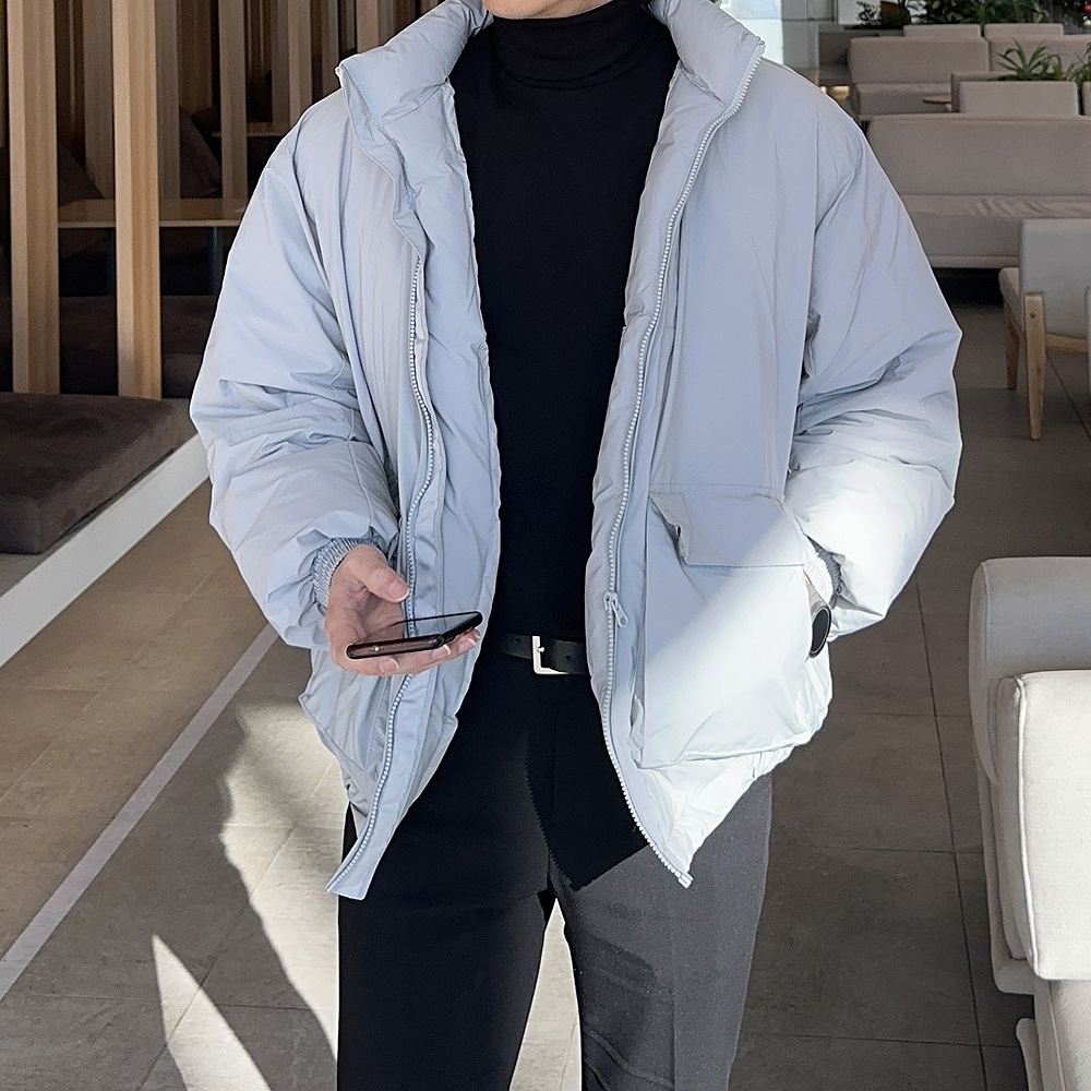 남자 패딩 오버핏 웰론 방수 겨울 하이넥 남자 숏 패딩
