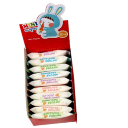 미니 물티슈 휴대용 물티슈 어린이집 포켓 여행용 초미니 소형 대량구매 10매X10개입